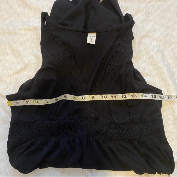 🌻 Old Navy Casual Sleeveless V Neck Ruffled Bottom Black Dress Size Large NWOT - Picture 9 of 9